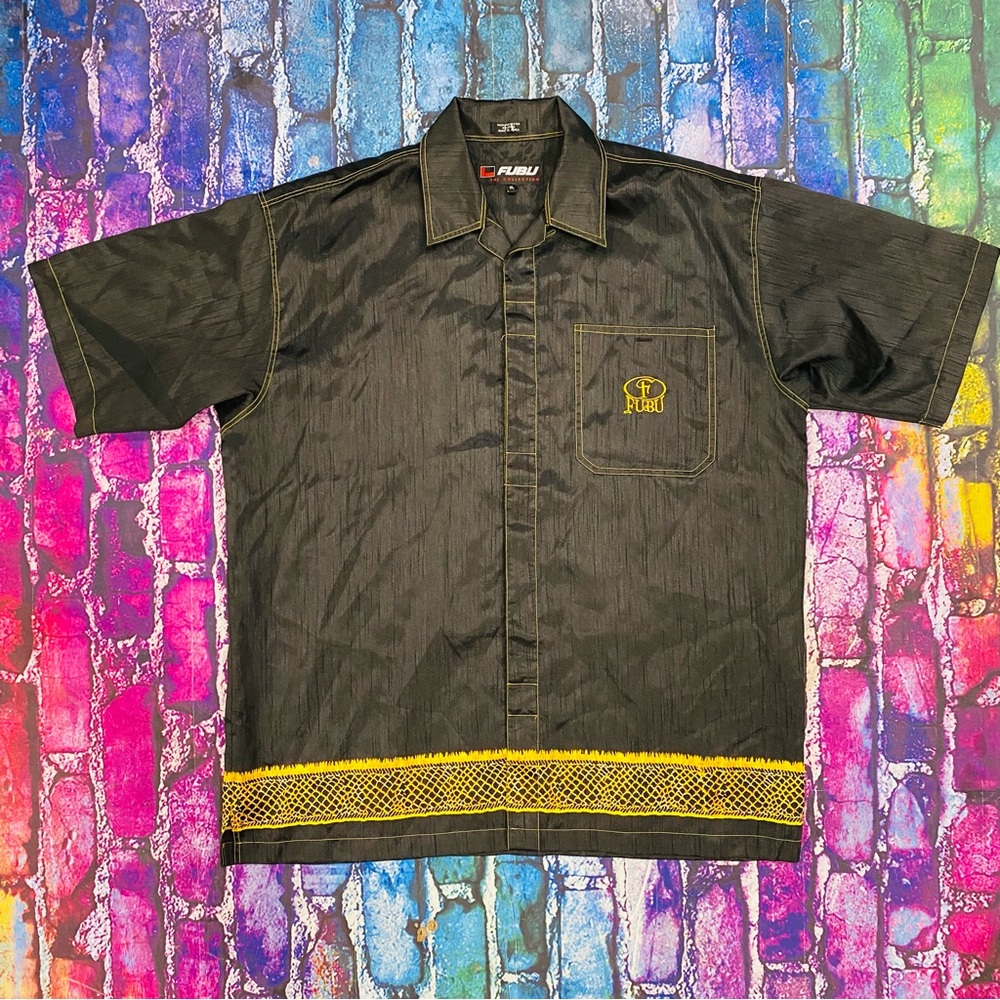 Vintage FUBU dragon button up satin shirt size XL